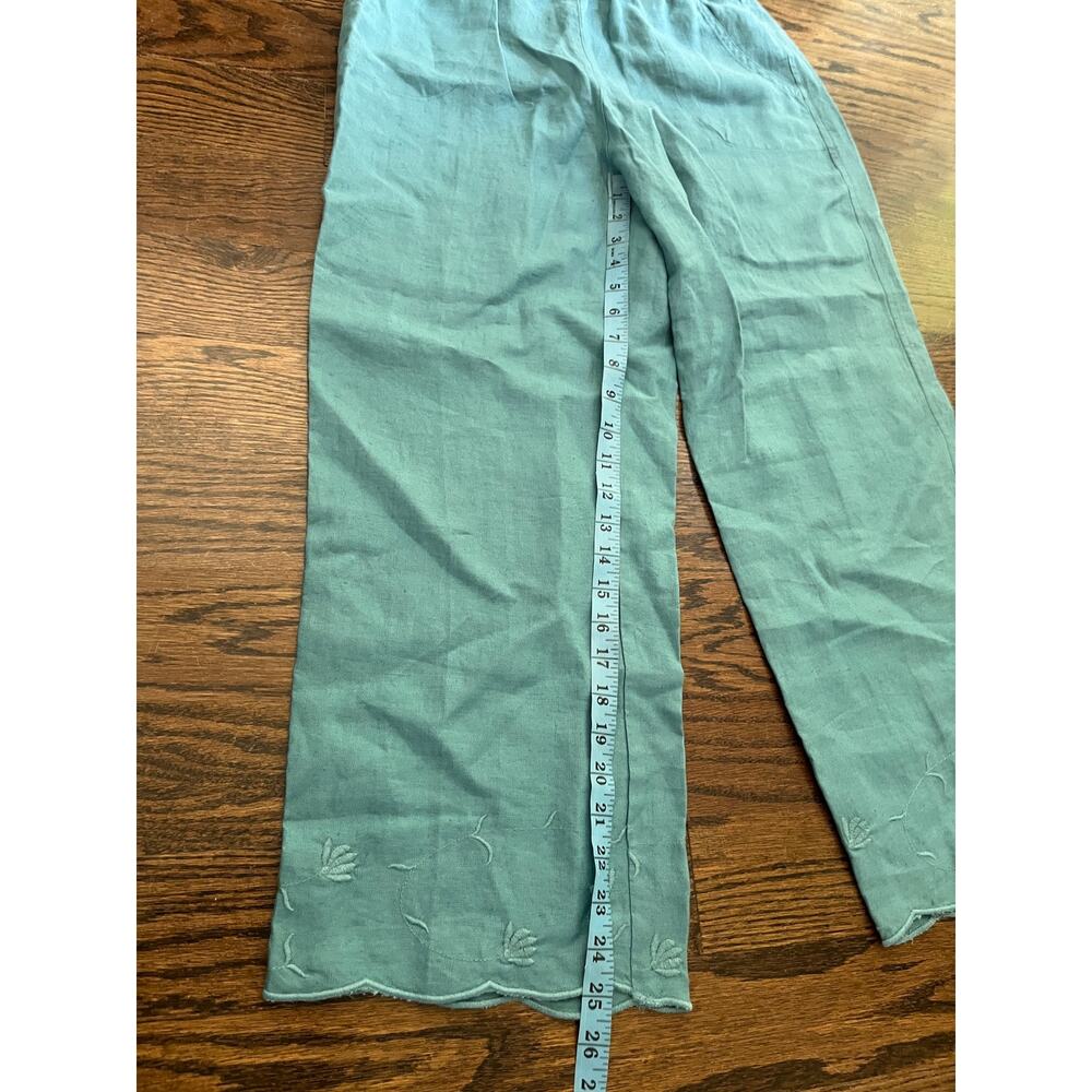 J.Jill linen cropped pants with embroidery sz. S blue costal NWT - Picture 2 of 7
